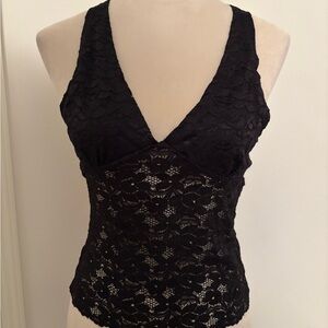Black Lace Halter Top